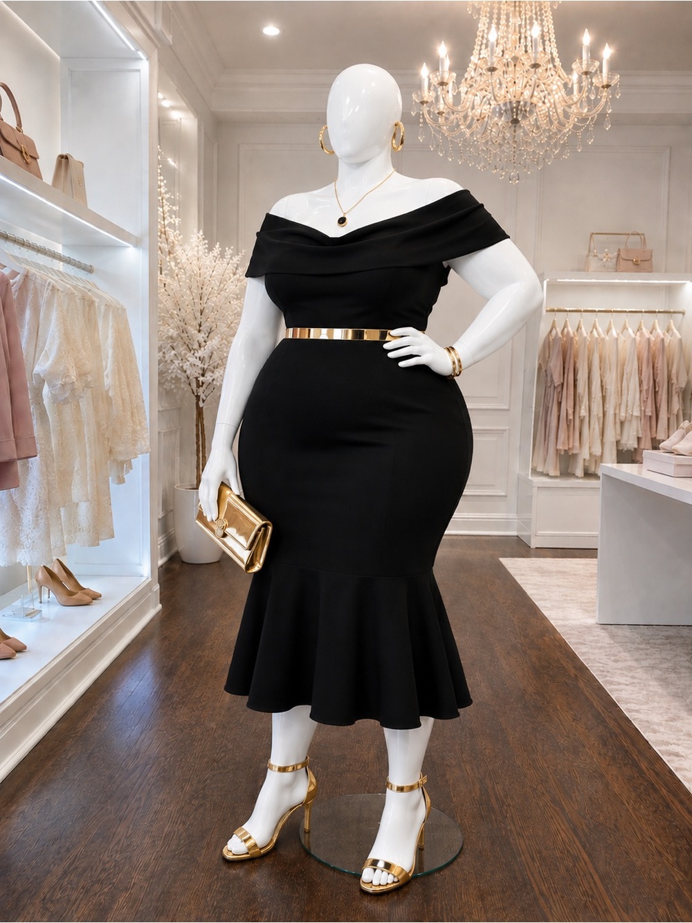 Charlotte Russe Black One-Shoulder Ruffle Hem Dress